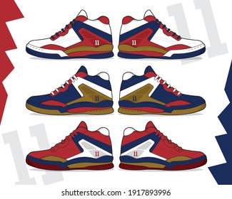 Sports basketball shoes design vector template