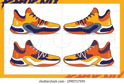 Sports basketball shoes design vector template