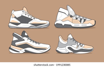 Sports basketball shoes design vector template