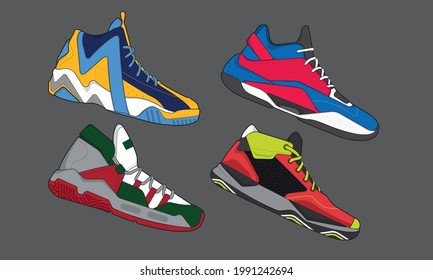 Sports basketball shoes design vector template