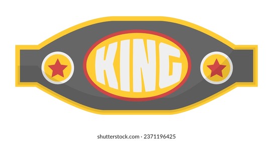 Sports belt for winner in boxing, isolated reward for best fighter, stars and king inscription. Sparring and fighting hobby or activity, professional training and sportive event. Vector in flat style