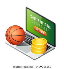 Sports betting 3D illustration. Vector clipart isolated on white background.