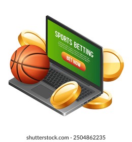 Sports betting 3D illustration. Vector clipart isolated on white background.