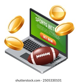 Sports betting 3D illustration. Vector clipart isolated on white background.