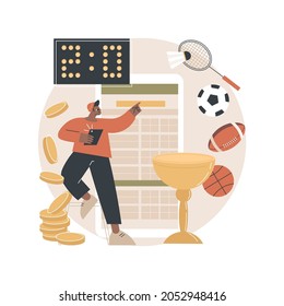 Sports betting abstract concept vector illustration. Bookmaker market, wagering website, sports betting mobile app, put bet on, online gambling, winner strategy, earn on e-sport abstract metaphor.