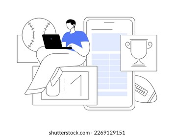 Sports betting abstract concept vector illustration. Bookmaker market, wagering website, sports betting mobile app, put bet on, online gambling, winner strategy, earn on e-sport abstract metaphor.