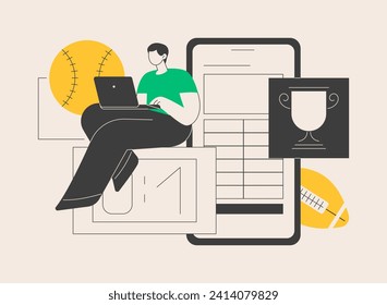 Sports betting abstract concept vector illustration. Bookmaker market, wagering website, sports betting mobile app, put bet on, online gambling, winner strategy, earn on e-sport abstract metaphor.