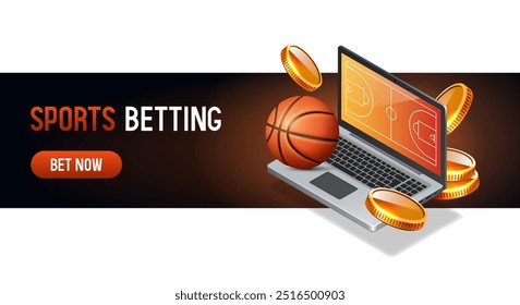 Sports betting banner. Banner for a website. Vector illustration.