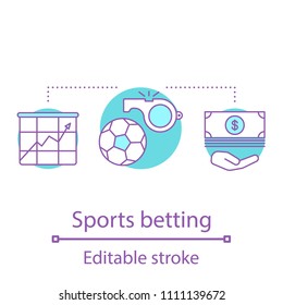 Sports betting concept icon. Football competition idea thin line illustration. Team sport. Vector isolated outline drawing. Editable stroke