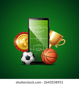 Sports betting design elements. Vector 3d illustration.
