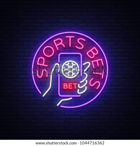 sports betting neon sign design template のベクター画像素材