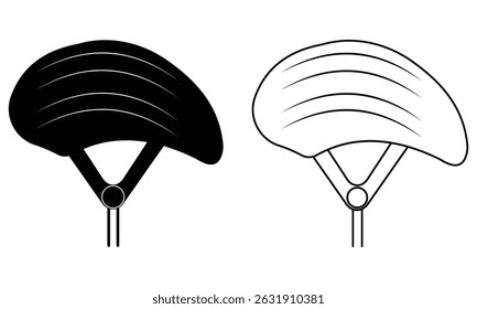 Sports Bicycle helmet icon vector. Sport bike, cycle helmet vector icon. Silhouette of  sports cycle helmet symbol with outline. Vector illustration.