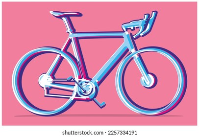 Sports Bicycle poster illustration isolated on pink background in vector illustration