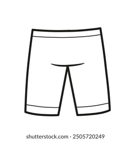 Sports bicycle shorts linear drawing. Image produced without the use of any form of AI software at any stage.