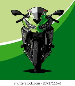 A Sports Bike Front View, Naked Bike Rider, Green Bike, Rider, Biker, Racer, T-shirt Design, Motorcycle Club, Patch, Zx250, Motorradfahrer, Motorrijder, Motard