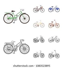 Sports bike and other types.Different bicycles set collection icons in cartoon,outline style vector symbol stock illustration web.