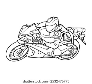 Sports bike vector line metal art illustration 