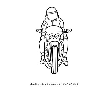 Sports bike vector line metal art illustration 