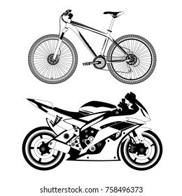 A sports bike in a vector on a white background.Sport bike logo.Sports high-speed bike in vector.Bicycle logo.