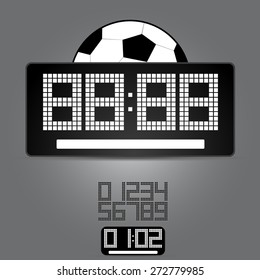 sports board with a soccerball and a set of figures