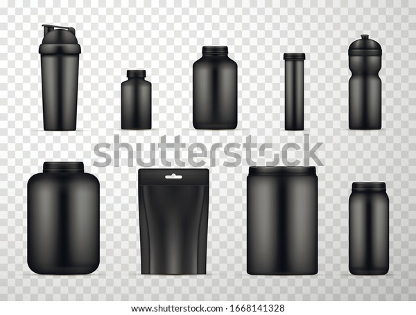 Sports Bodybuilding Nutrition Packaging Mockups Set Stock Vector ...