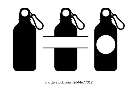 Agitador de garrafa de esportes para modelos de estêncil de silhueta de shake de proteína com ilustração monograma vetor para mercadorias de presentes personalizados