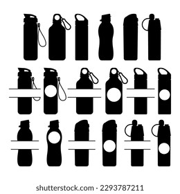 Sports bottle silhouette split monogram stencil templates