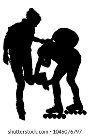 Sports boy on roller skates on white background