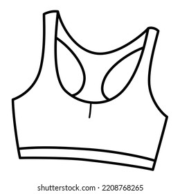 Sports bra doodle icon, women crop top with racer back, outfit for fitness and running, vector illustration of healthy lifestyle, modern sportswear, sport outfit for exercises, outline clipart