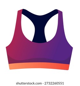 Sports bra in flat vector style for women activewear and workout. Great for fitness illustrations, gym apparel, and training visuals.