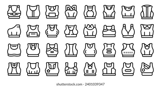 Sports Bra icons set outline vector. Top crop women. Body sport fit