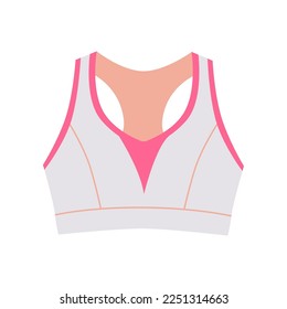 Sports bra on white background. Trendy female summer clothes flat vector illustration. Fashion, sport concept