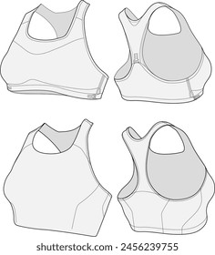 Sports Bra Sportswear Design Flat Sketch Template