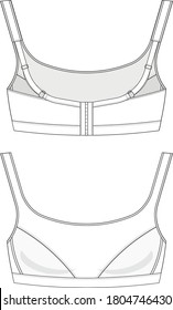 sports bra or sports top technical drawing sample