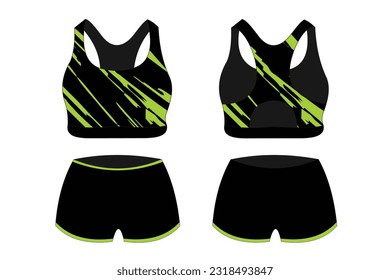 Sports bra underwear black and green basic color vector specification