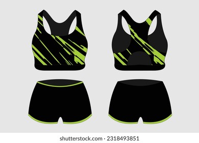 Sports bra underwear black and green basic color vector specification