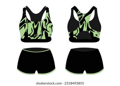 Sports bra underwear black and green basic color vector specification