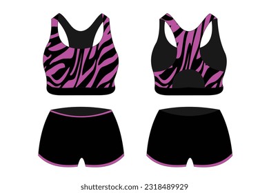 Sports bra underwear black and ping basic color vector specs