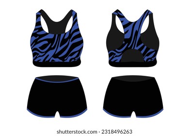 Sports bra underwear black and purple basic color vector specification