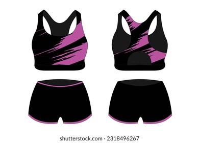 Sports bra underwear black and purple basic color vector specification