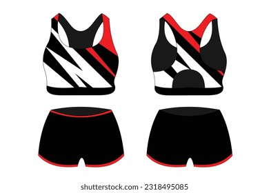Sports bra underwear black and red basic color vector specification