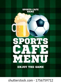 Sports cafe menu. Enjoy the game. Sports background template. Vector illustration