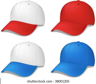 Sports Cap - realistic vector illustration - these were created with a gradient mesh for a more realistic look.  Shadow is on a separate layer for easy removal.