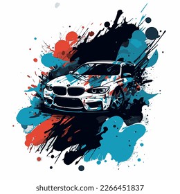 Autos deportivos de estilo abstracto. Diseño de camisetas de autos deportivos.