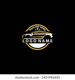 sports car with circle logo design vector