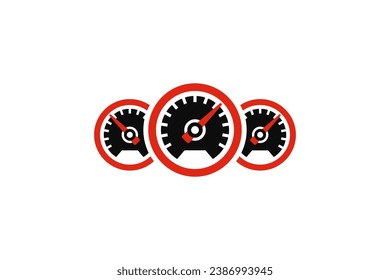 Indicador del tablero de mandos del coche deportivo, icono vector sobre fondo blanco.