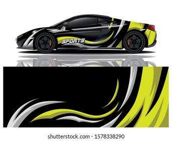 Sports car decal wrap design for vector illustration.