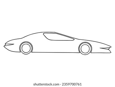 Sports car in doodle. Hand Drawn. Freehand drawing. Doodle. Sketch. Coloring book for children.	