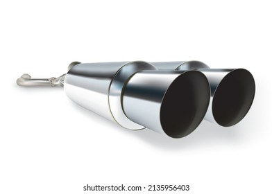 Sports car exhaust twin pipe - Shutterstock ID 2135956403