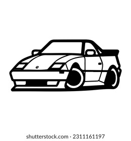 sports car in flat line art style isolated on background